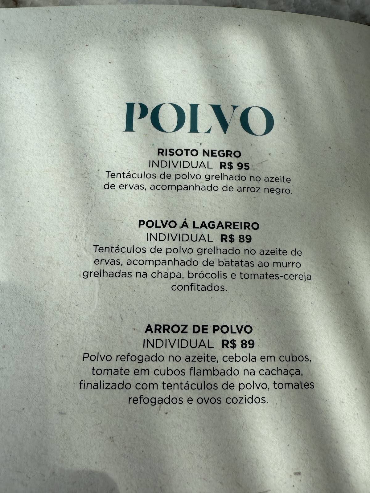 Restaurante Nau Frutos Do Mar - Natal cardápio