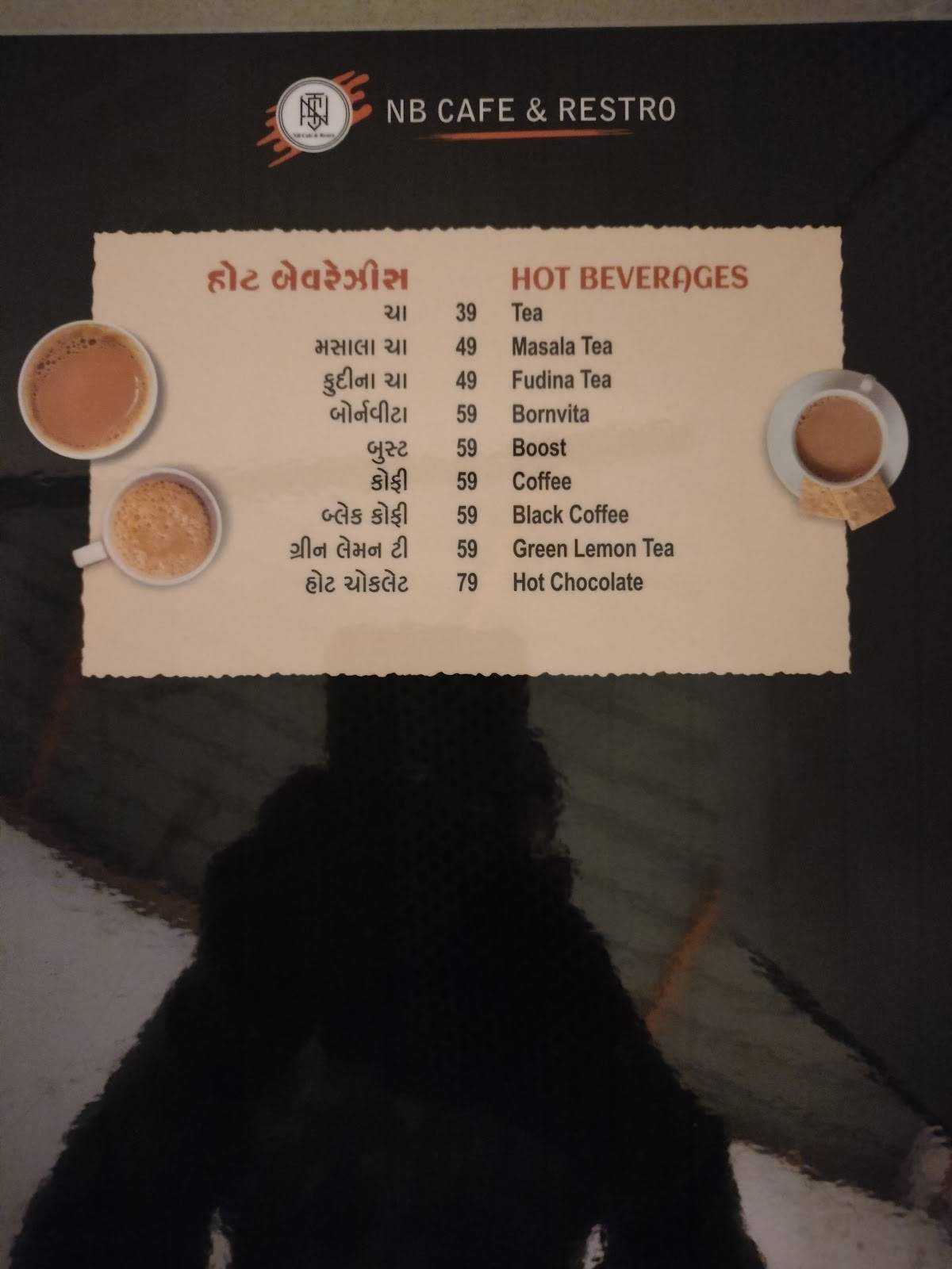 NB CAFE & RESTRO menu