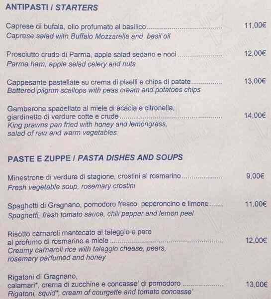 Menu di Concordia Restaurant 