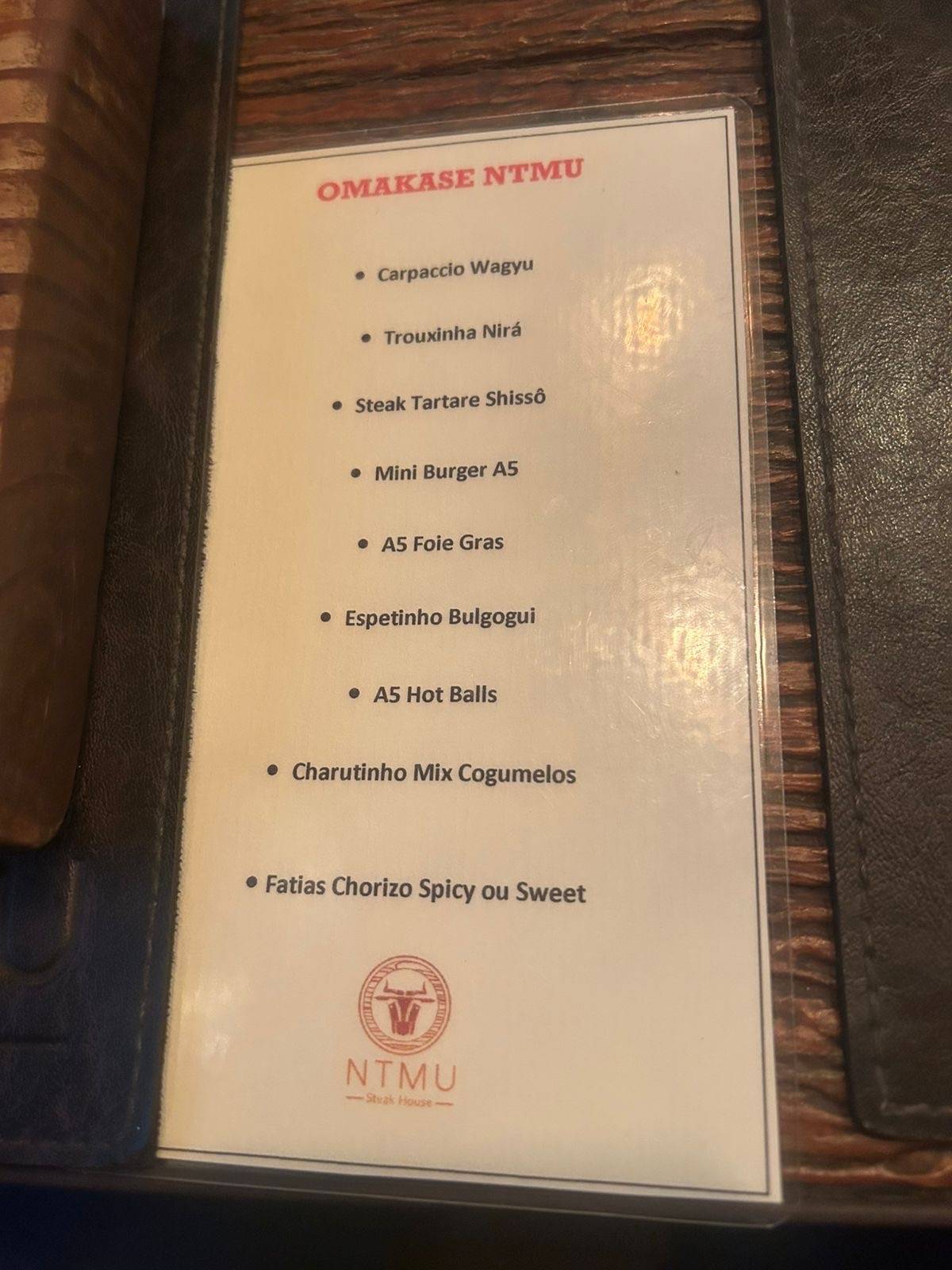 NTMU Steakhouse cardápio