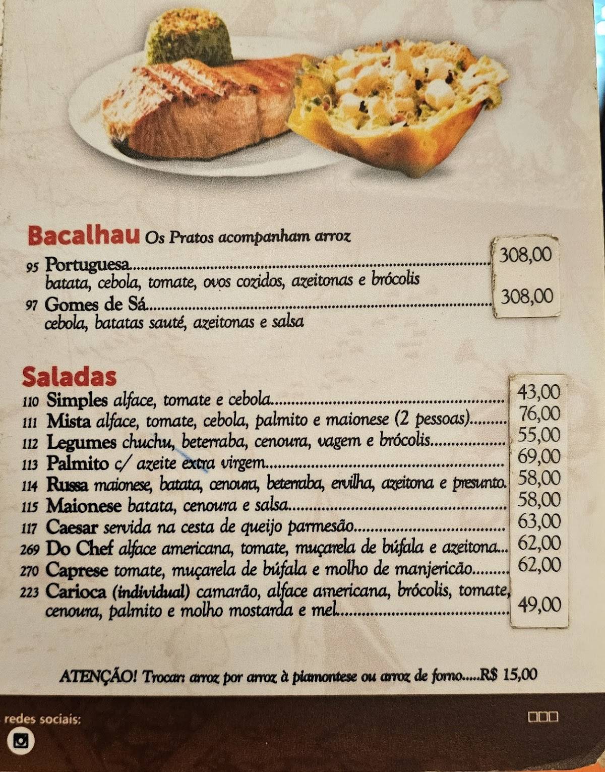 Na Brasa Columbia - Botafogo cardápio