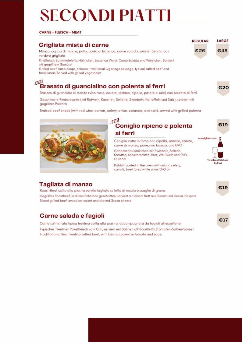 Menu di Ristorante Pizzeria Villa Cian 