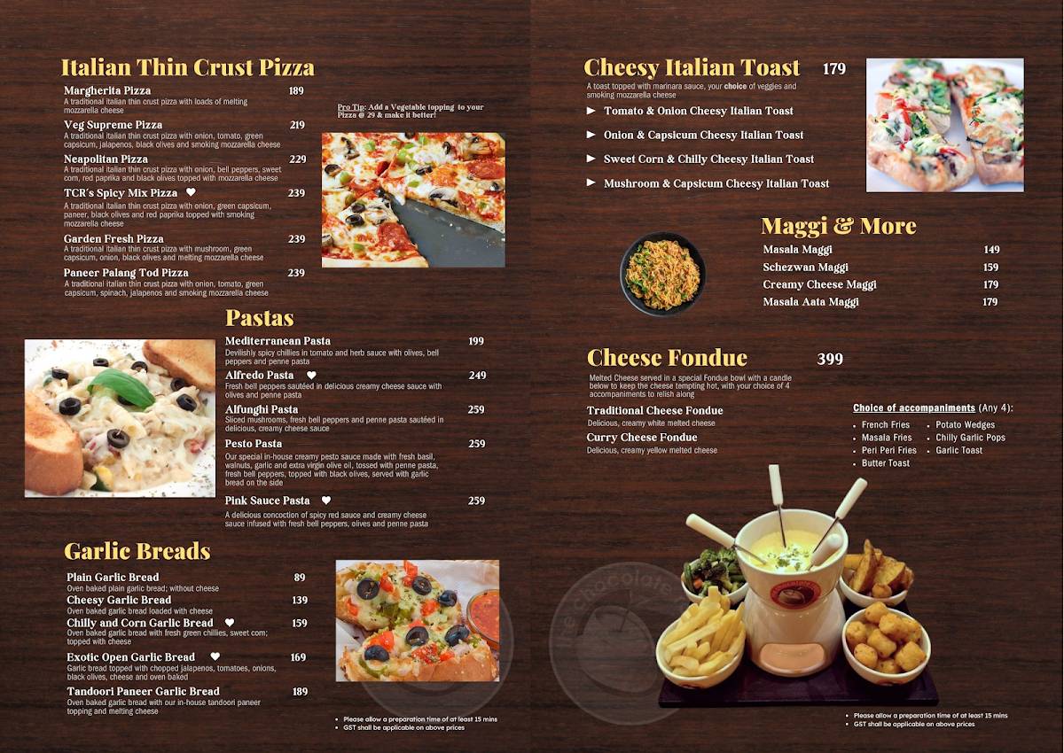 The Chocolate Room menu