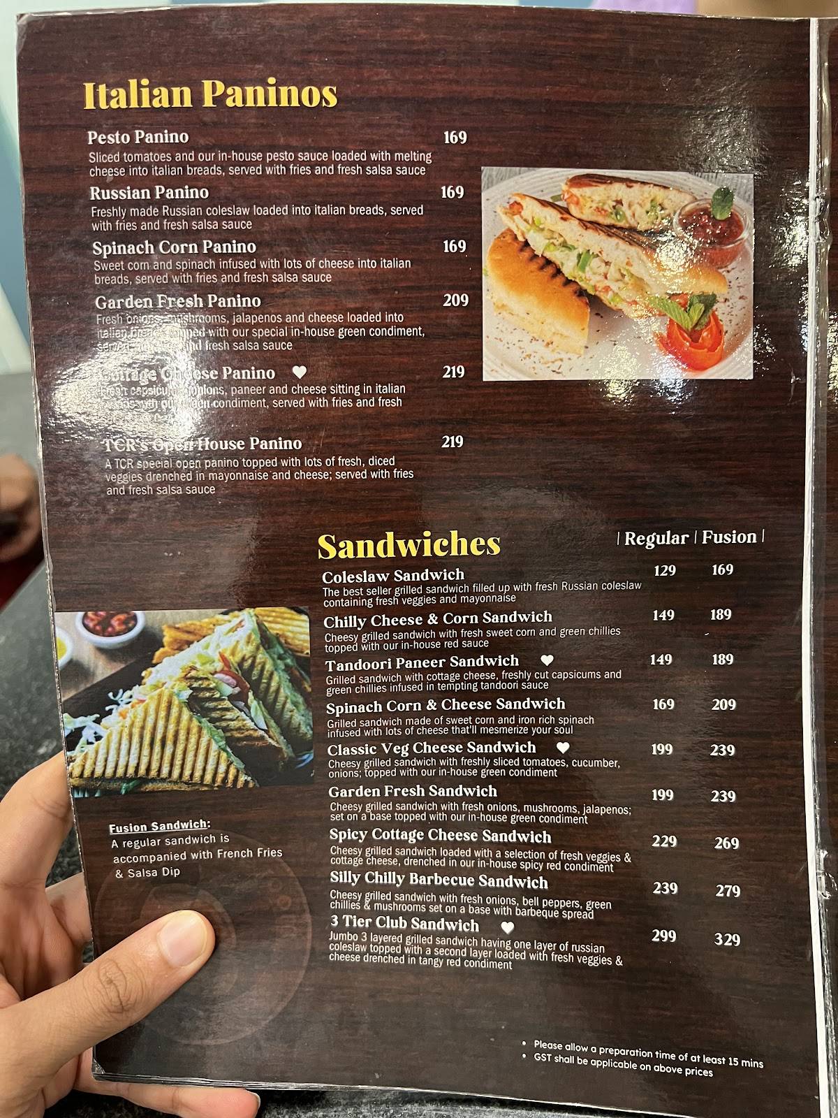 The Chocolate Room menu