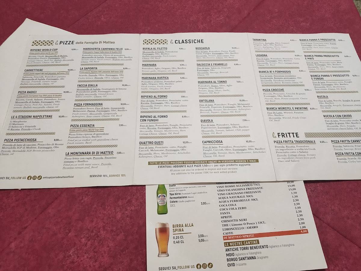 Menu di Antica Pizzeria Di Matteo 