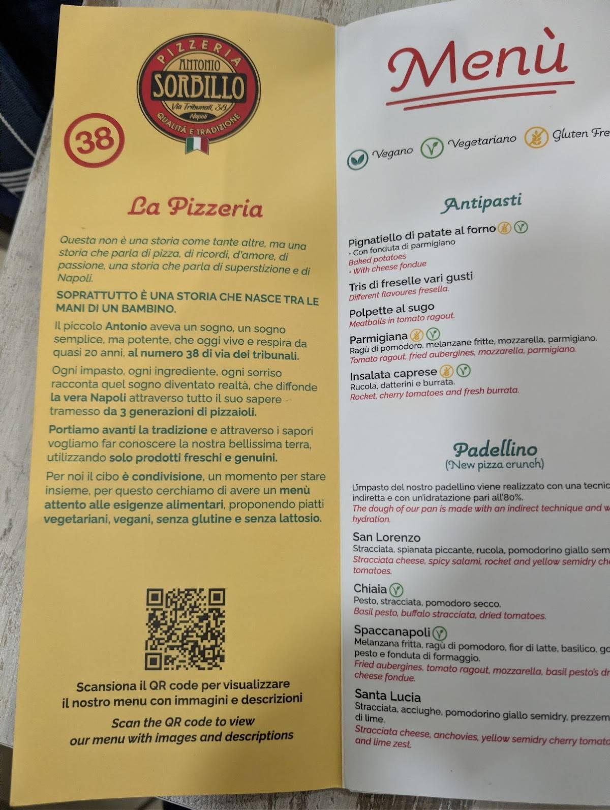 Menu di Gino e Toto Sorbillo 