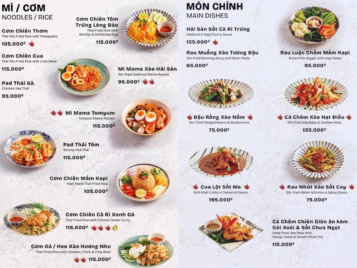 Menu at Narak Thai Kitchen restaurant, Ho Chi Minh City