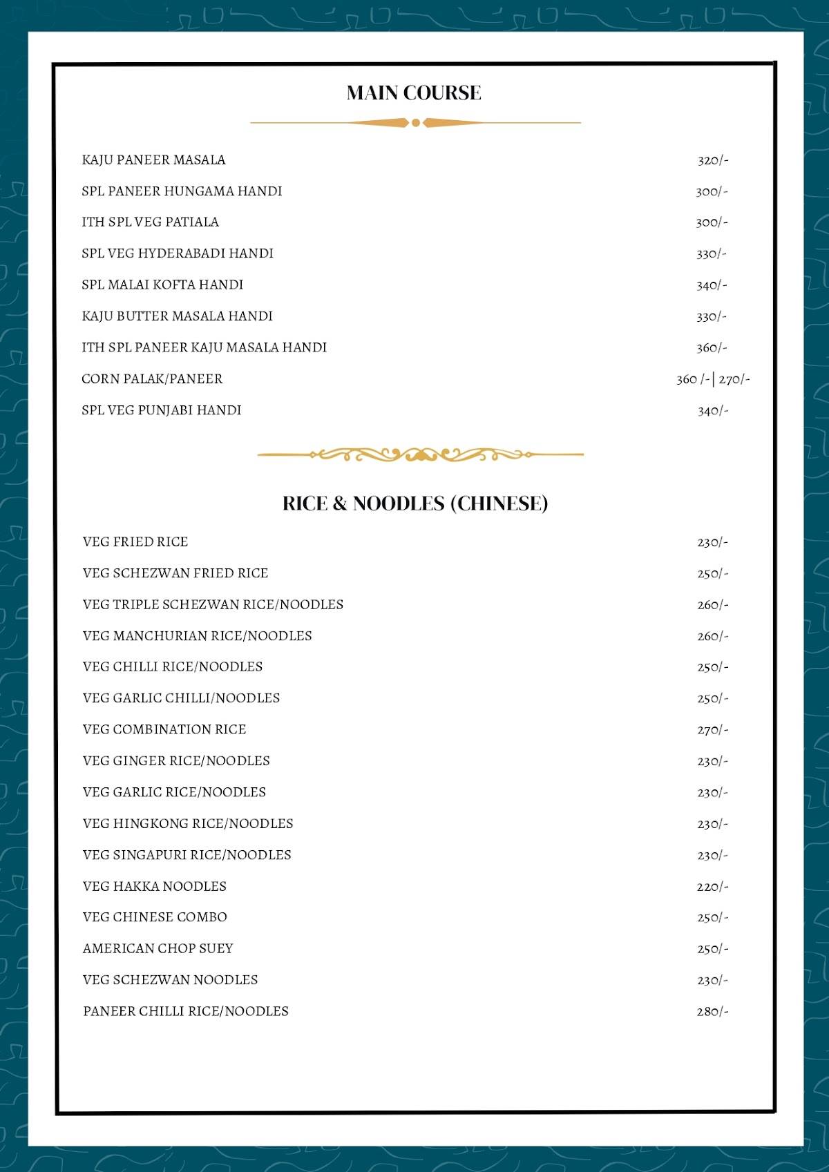 Indian Thali House (Pure Veg) CBD Belapur menu
