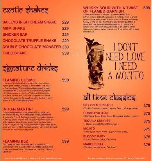 Bollywood Biistro menu