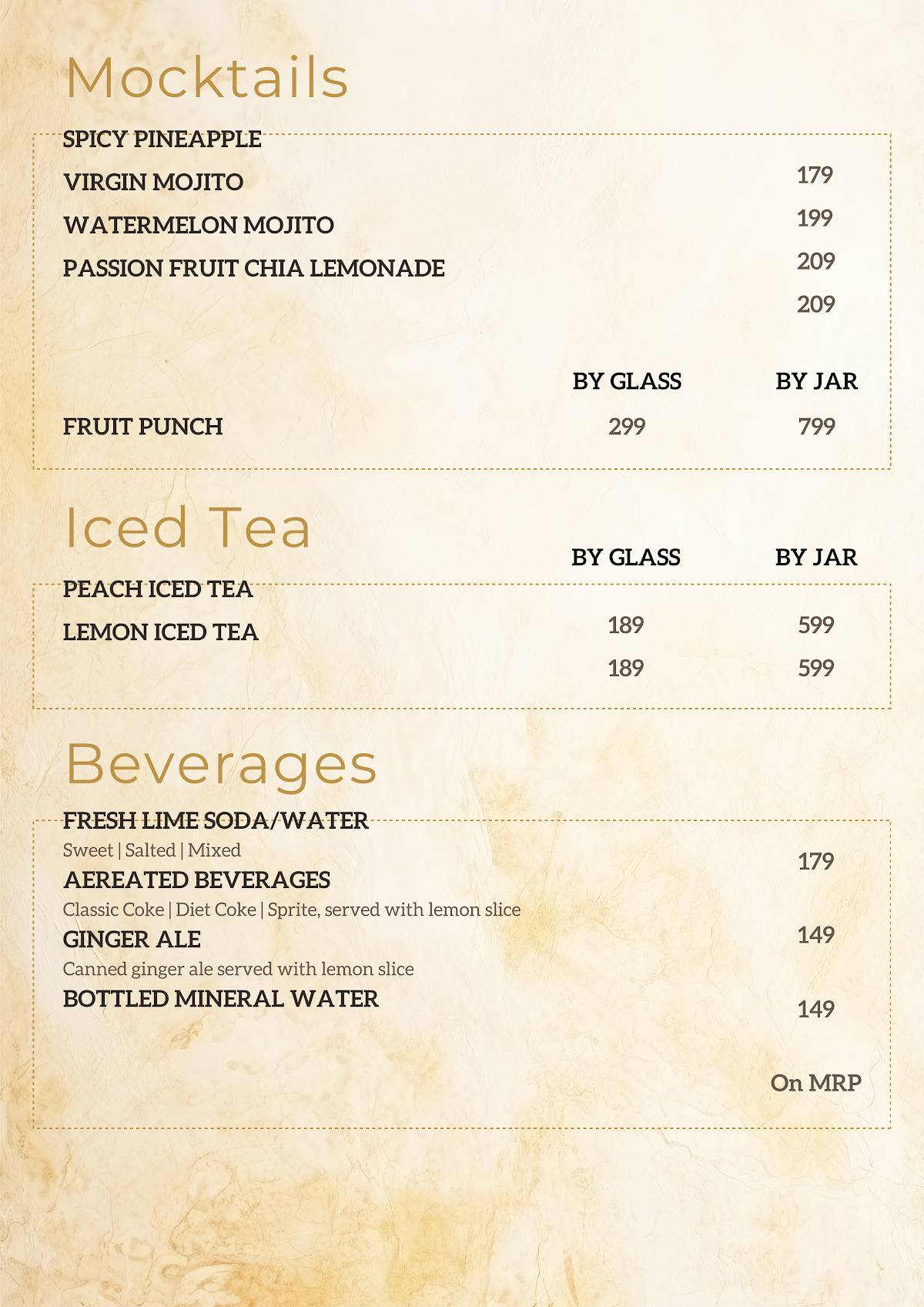 Dripping Dose menu