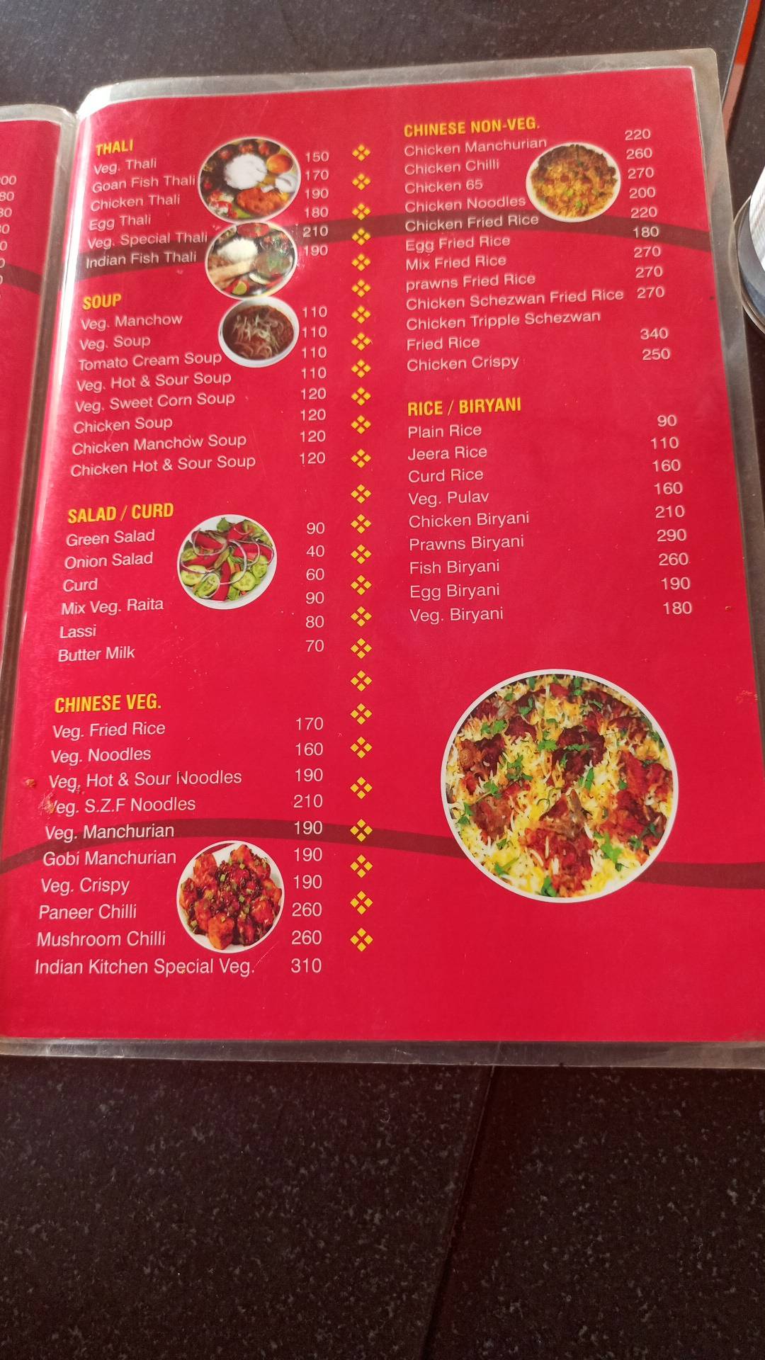 New Indian Kitchen menu