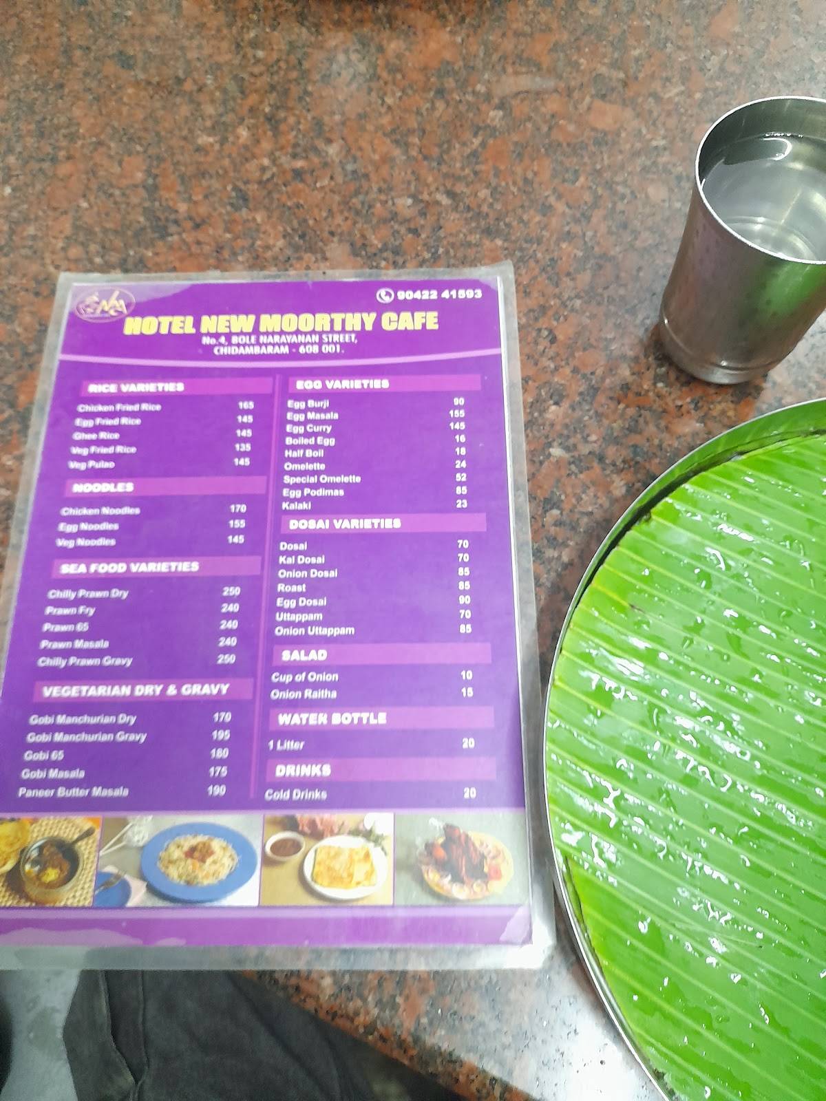 New Moorthy Cafe menu