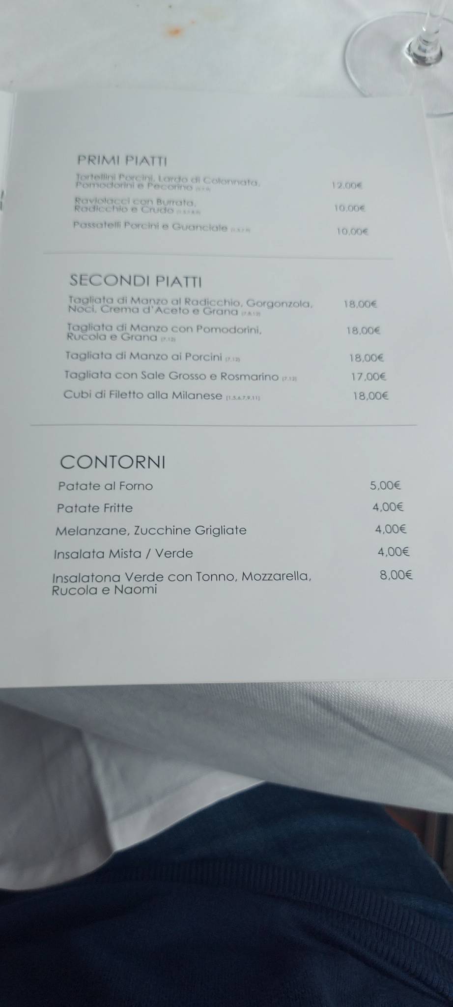 Menu di Nido del Corvo, Ristorante Vista Panoramica 
