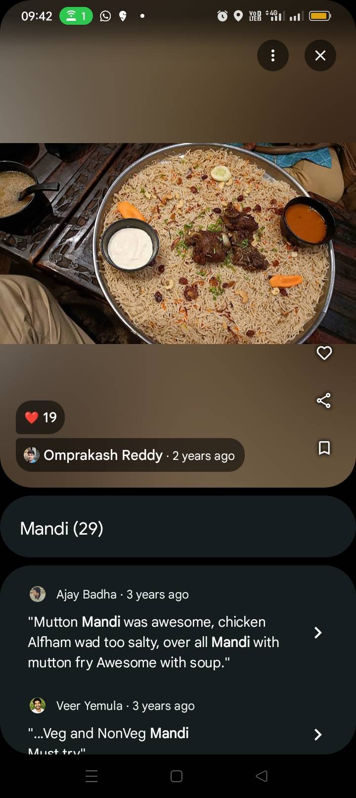 Nizam's Mandi menu