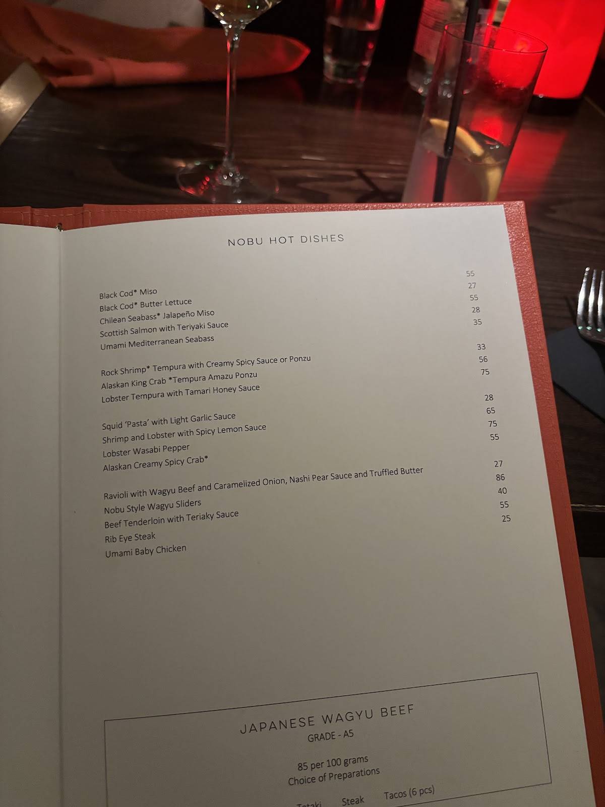 Menu di Armani/Nobu 
