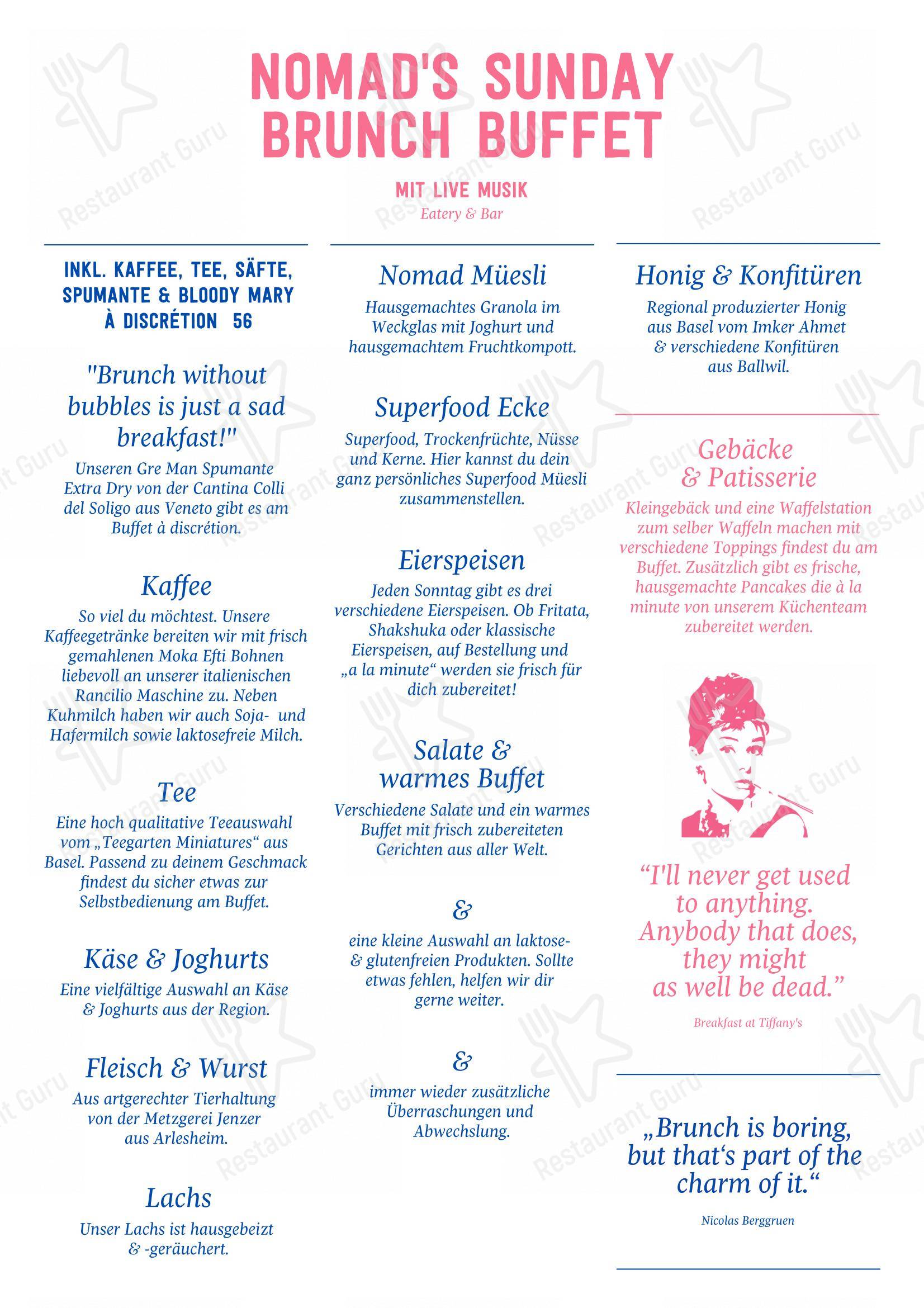 Menu bar per Nomad Eatery & Bar ristorante