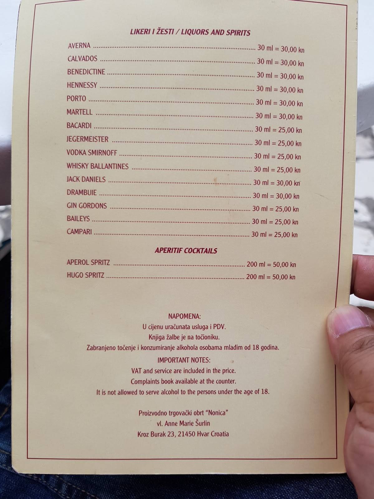 Menu di Nonica Caffe Bar 