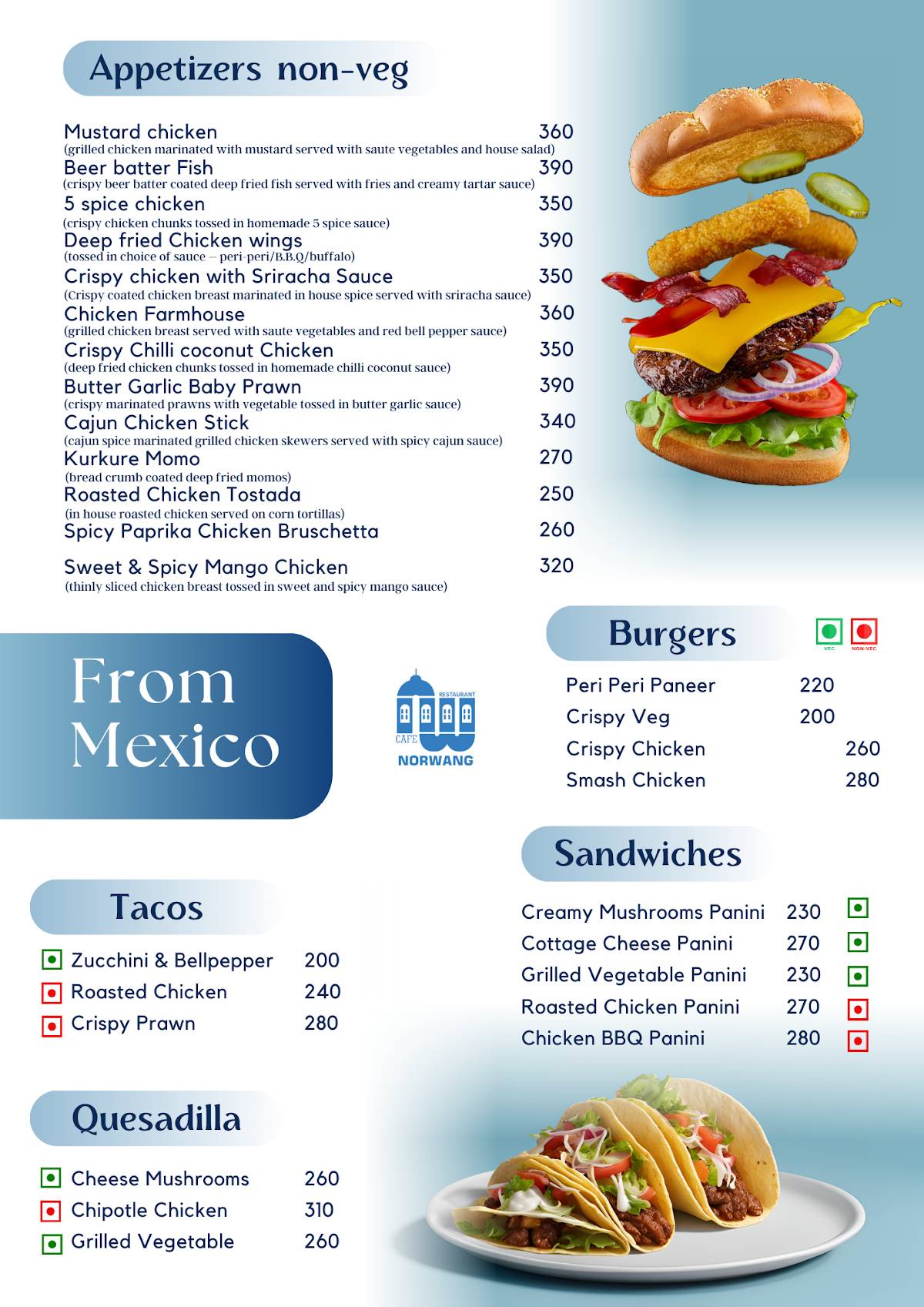 Norwang Cafe & Restaurant menu