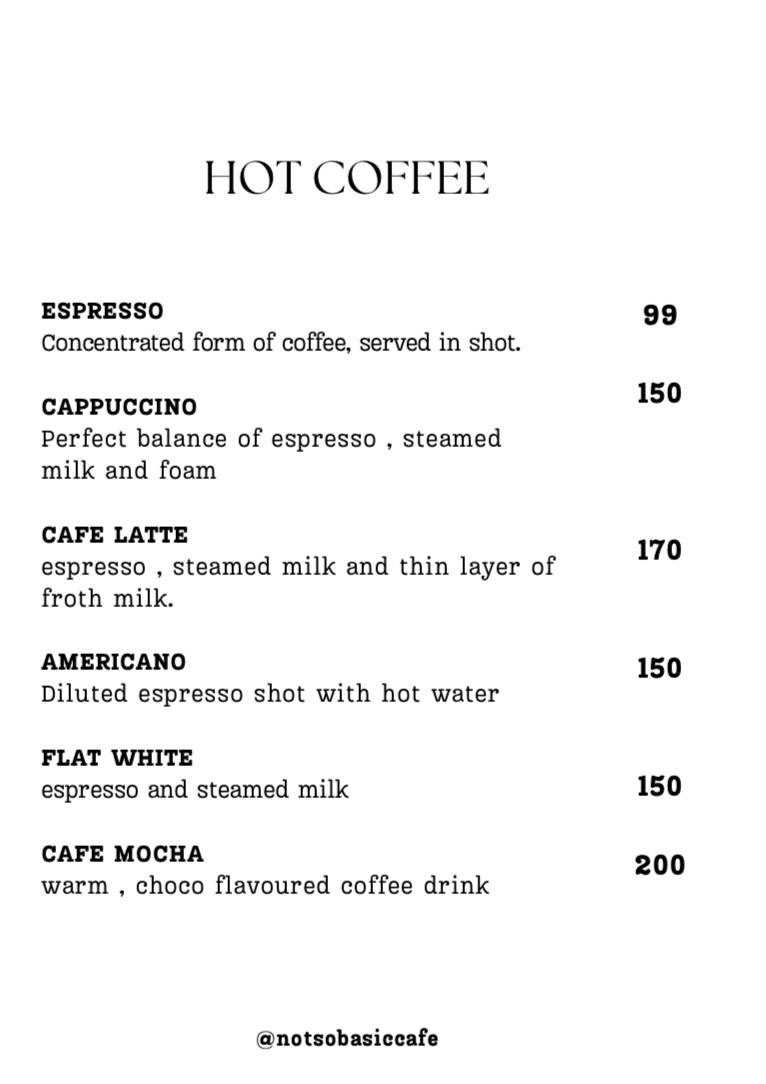 Not So Basic menu