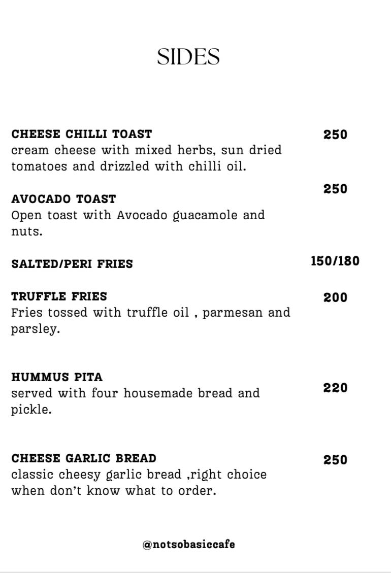 Not So Basic menu