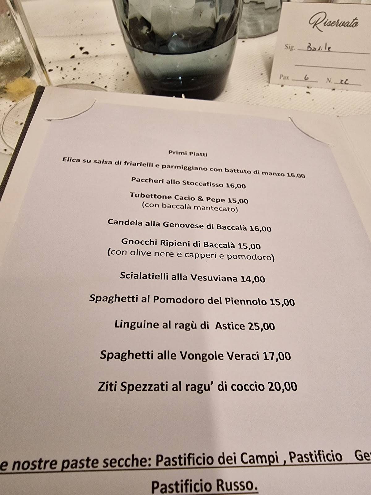 Menu di O' Scialatiello 