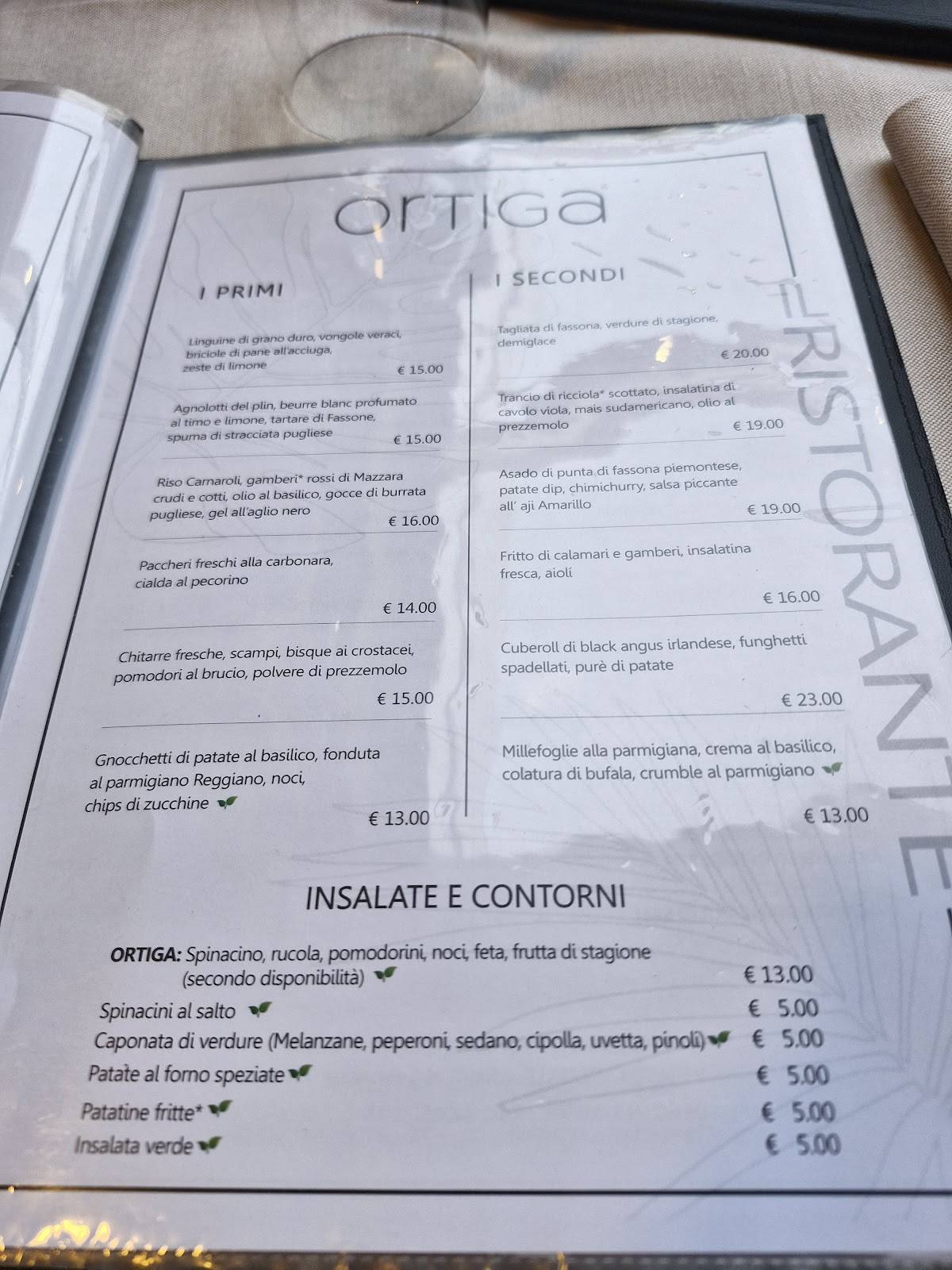 Menu di ORTIGA - Ristorante Pizzeria a Torino 