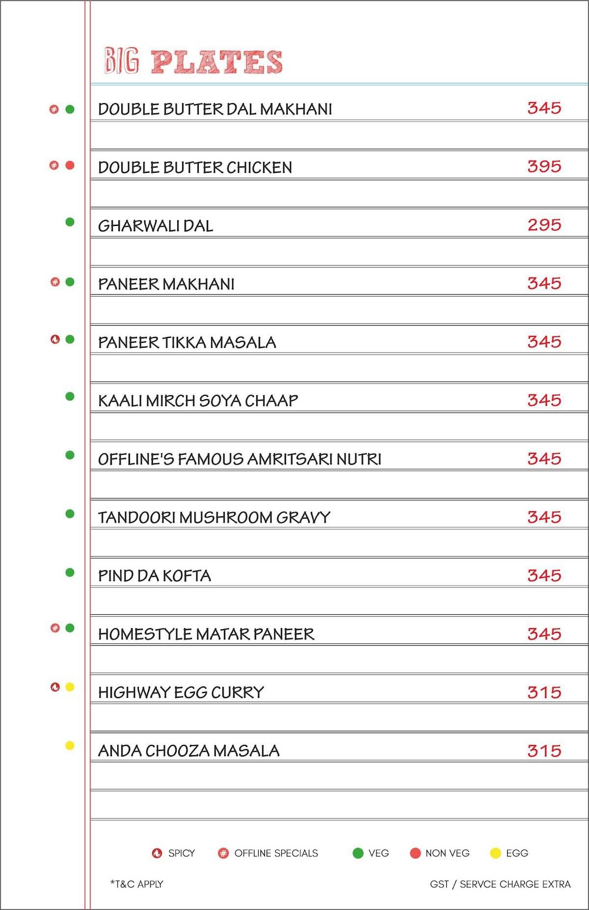 Offline Cafe Lucknow menu