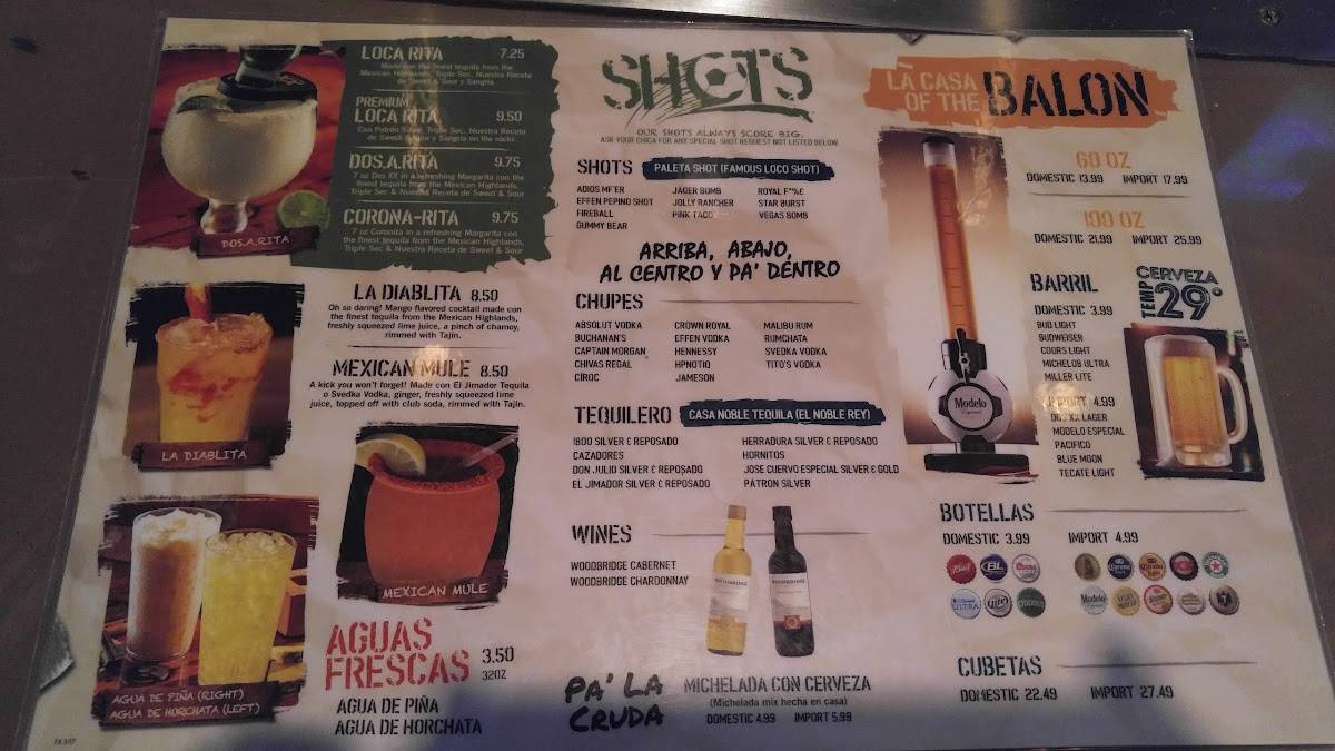 Menu at Ojos Locos Sports Cantina - Northline pub & bar, Houston, North Fwy