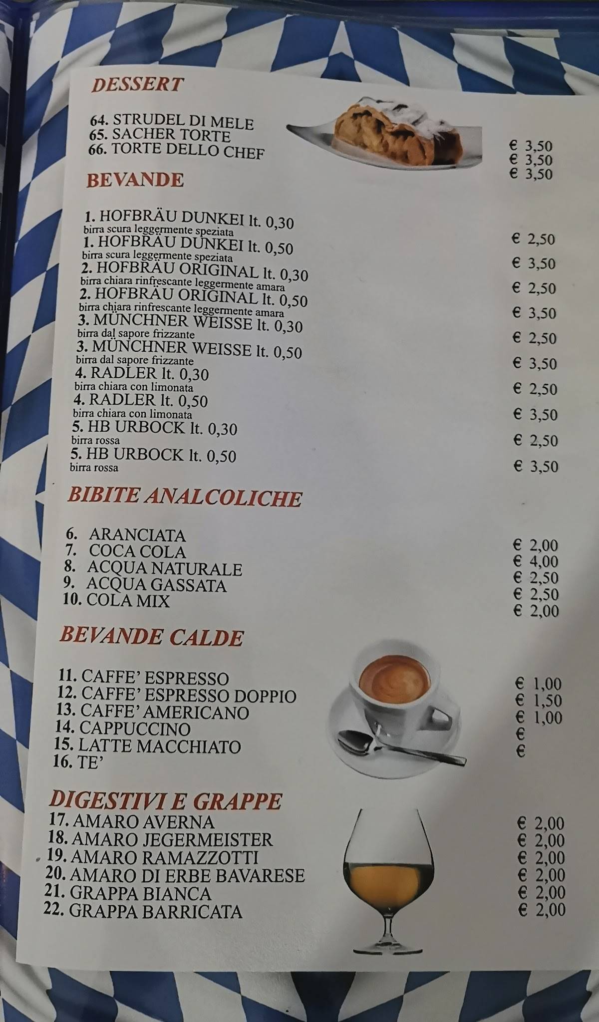 Menu di Oktoberfest Ristorante pizzeria 