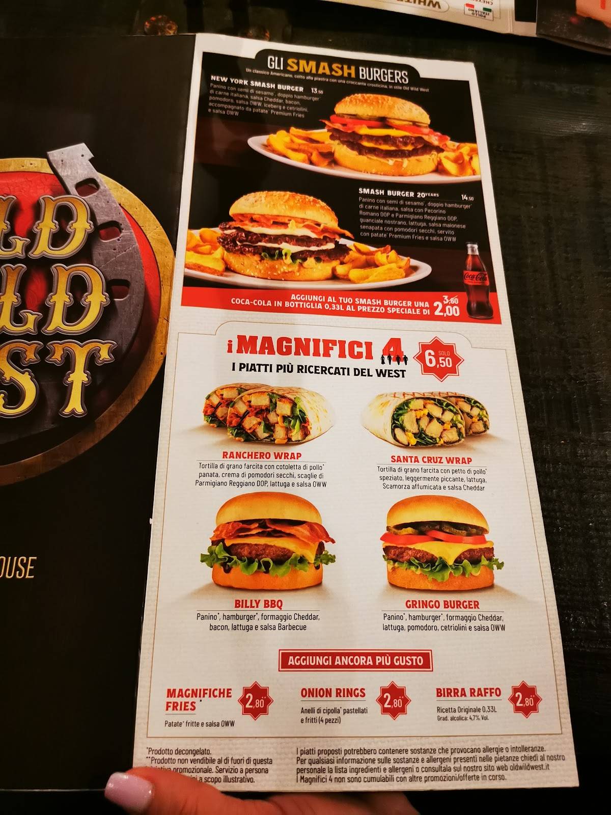 Menu di Old Wild West - Bassano Del Grappa 