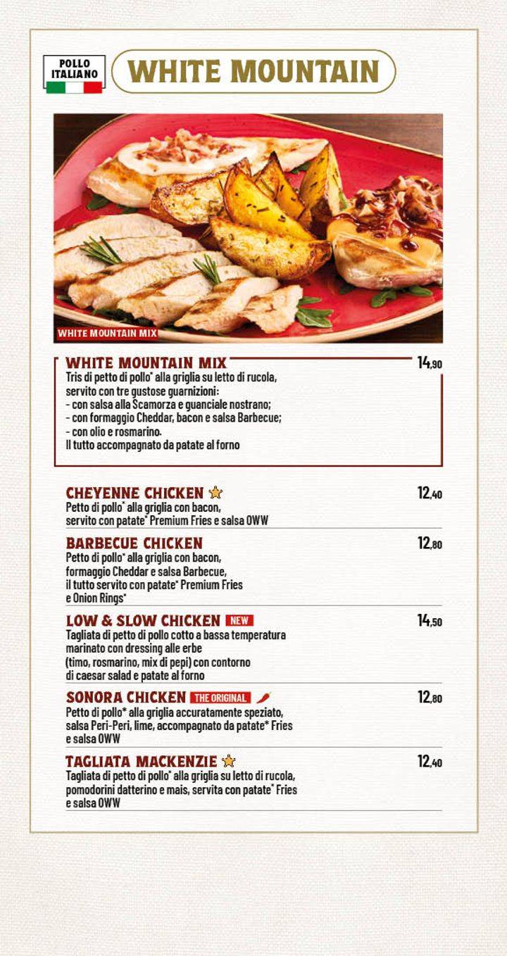 Menu di Old Wild West | The Village Parco de' Medici 