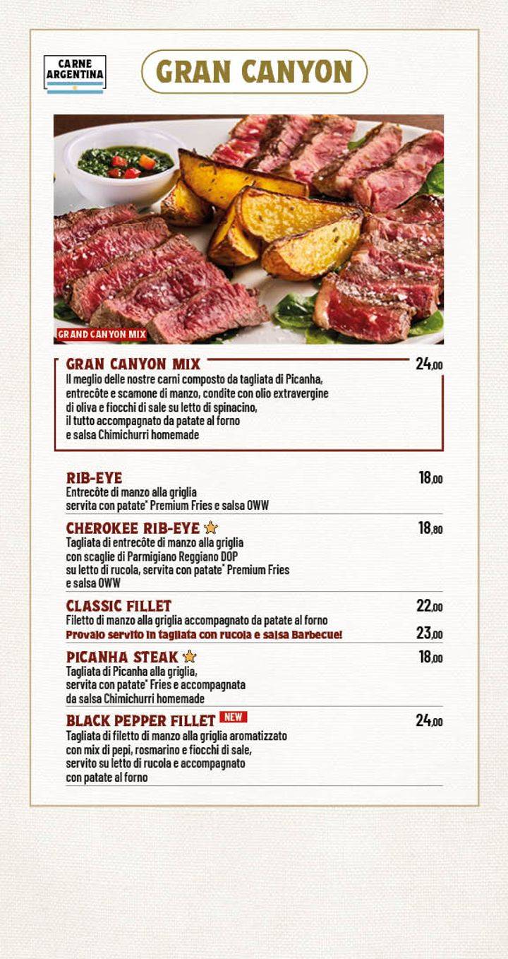 Menu di Old Wild West | The Village Parco de' Medici 