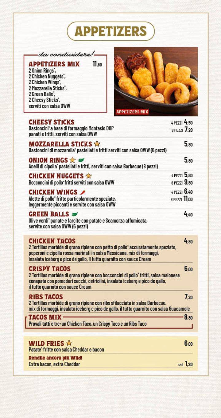 Menu di Old Wild West | The Village Parco de' Medici 