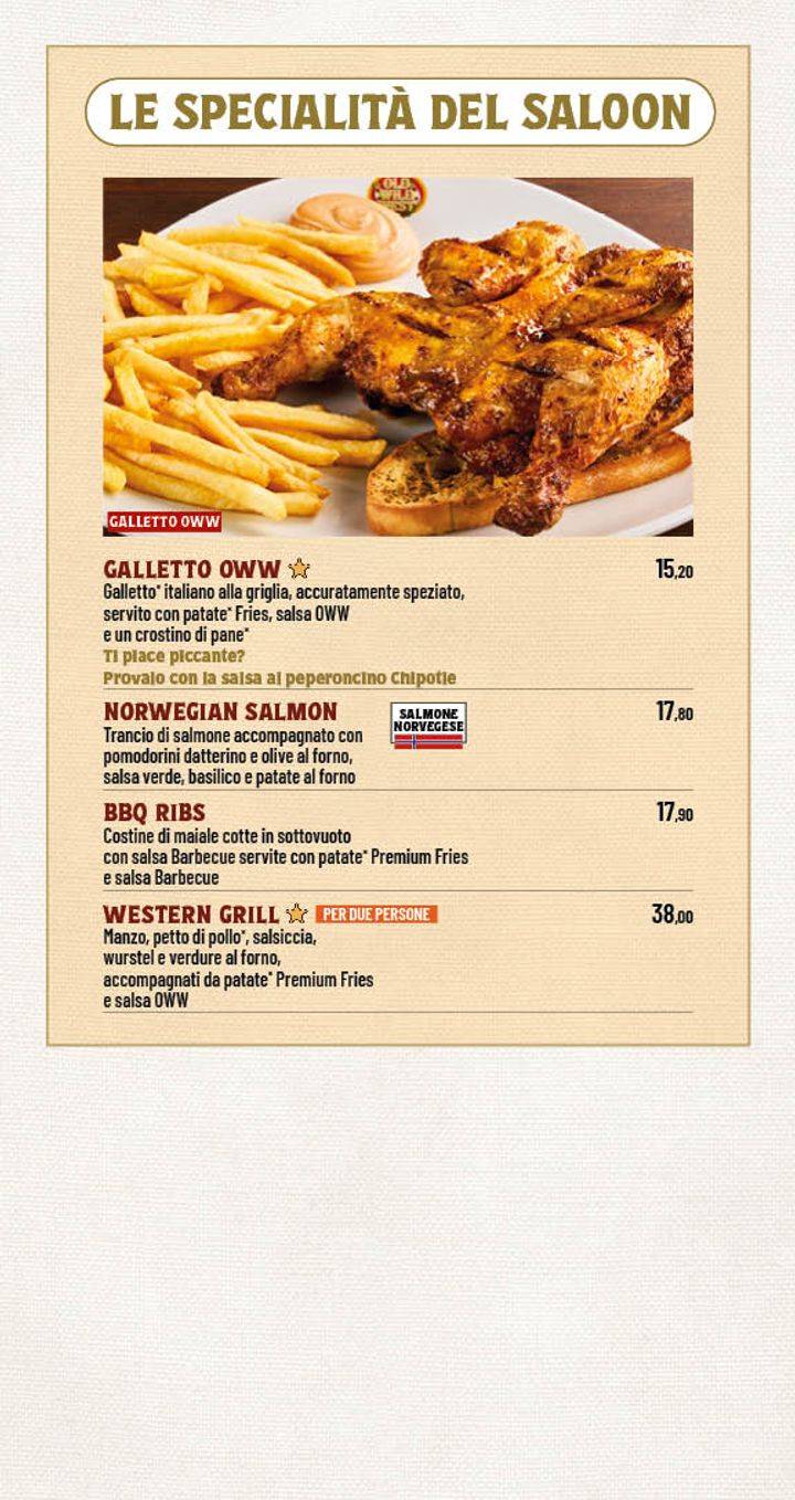 Menu di Old Wild West | The Village Parco de' Medici 