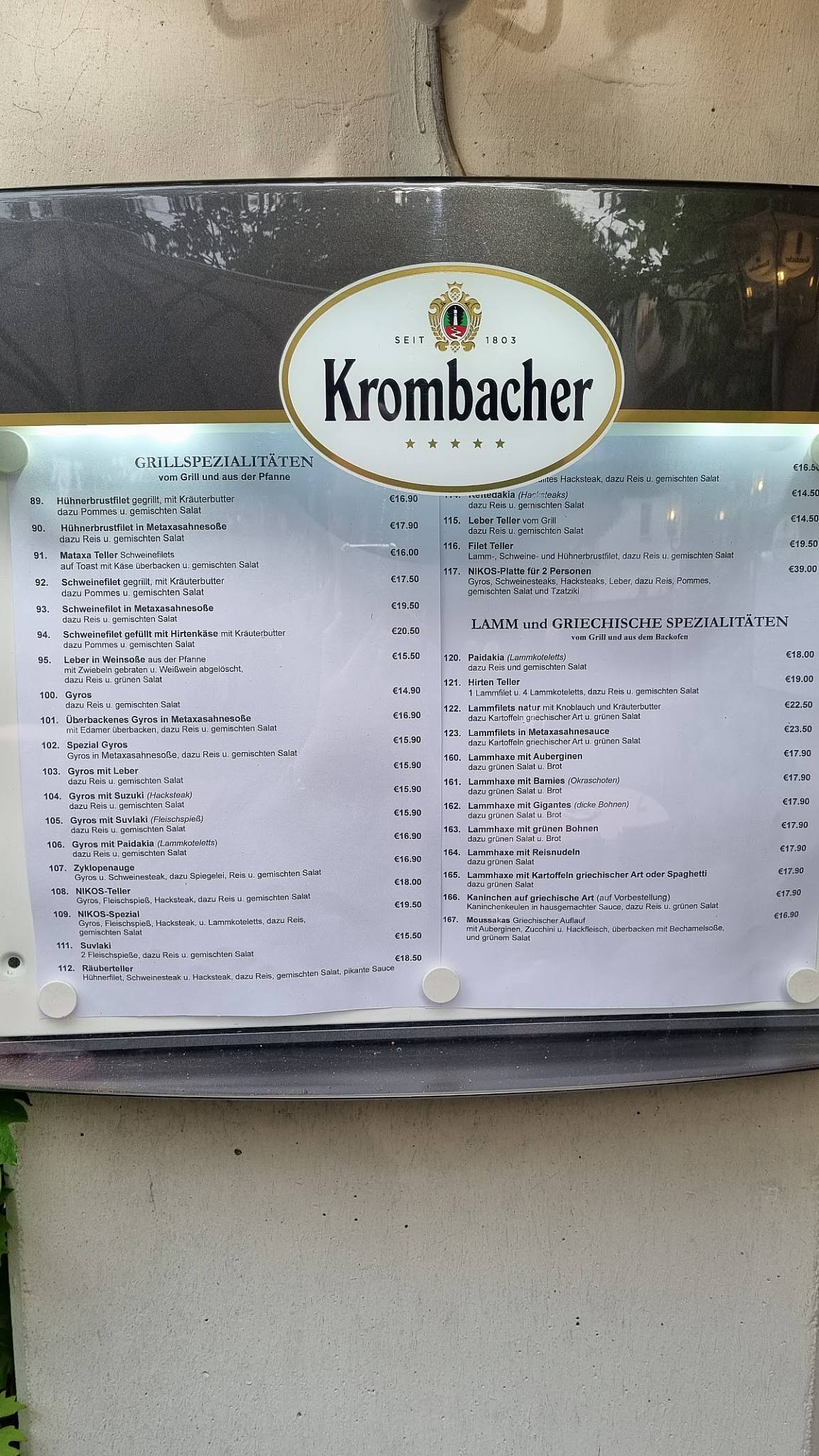 Menu de Restaurant Nikos