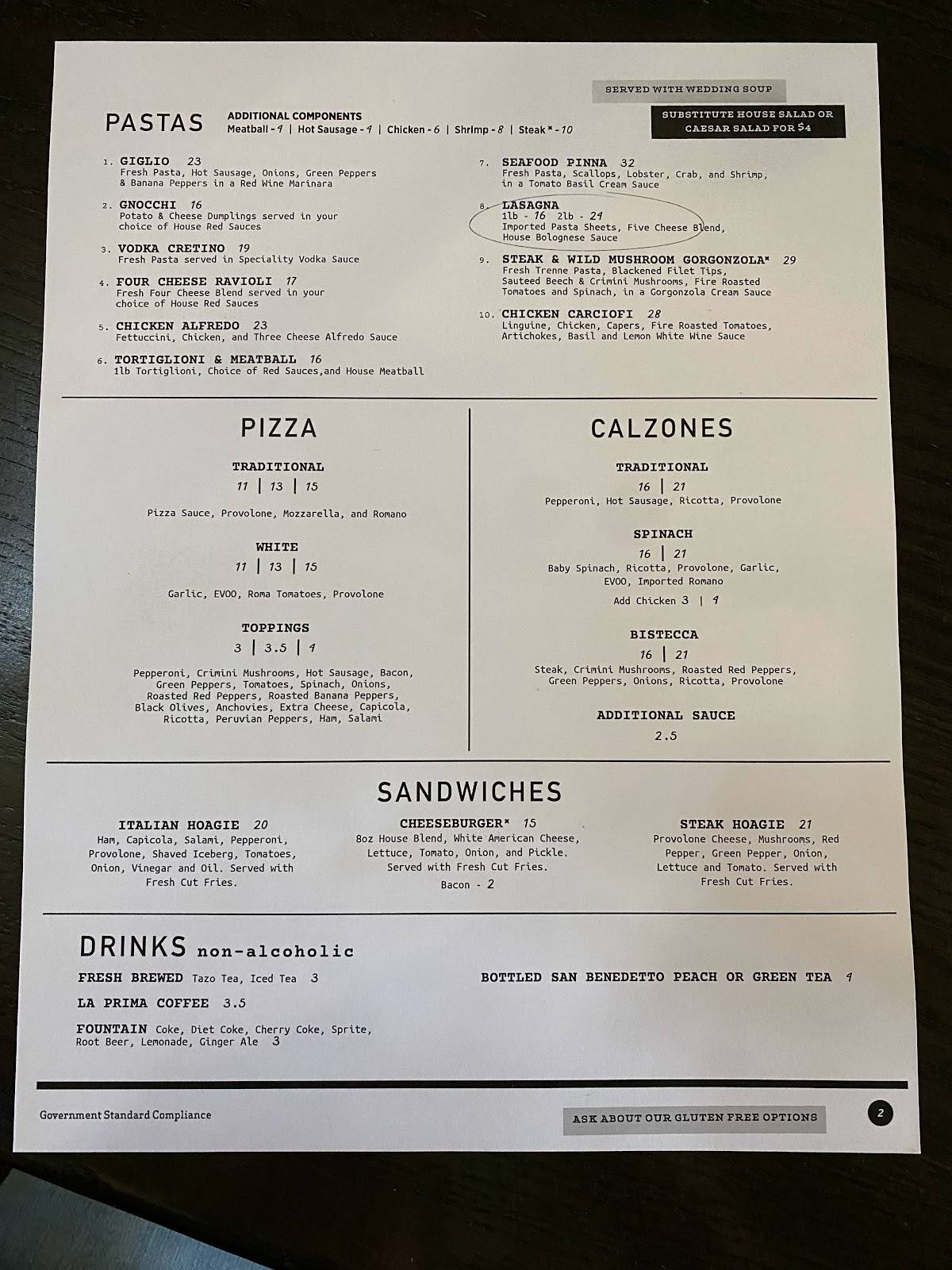 Menu at Olives and Peppers pizzeria, Greensburg