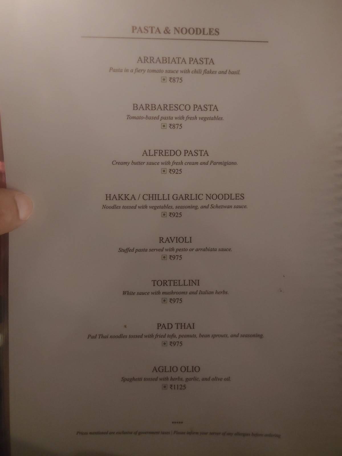 Once Upon A Time At The Bagh menu