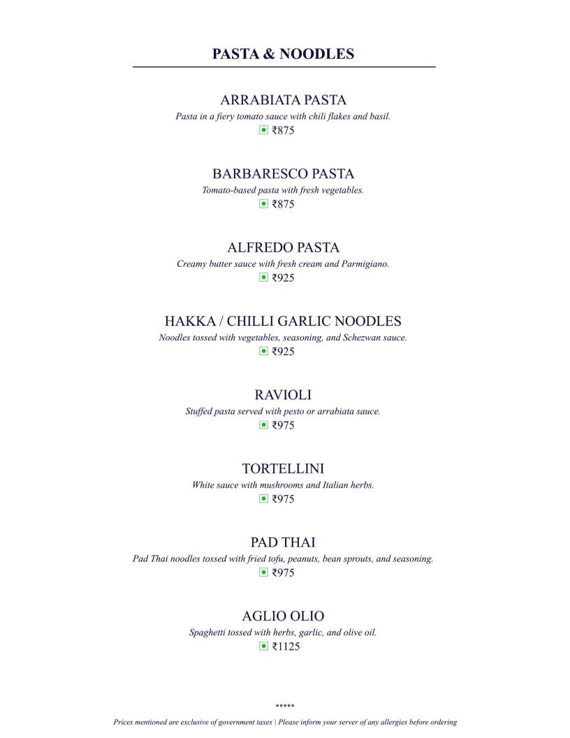 Once Upon A Time At The Bagh menu