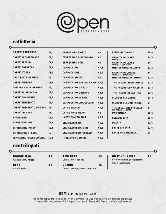 Menu di Opencafè - Menu bar