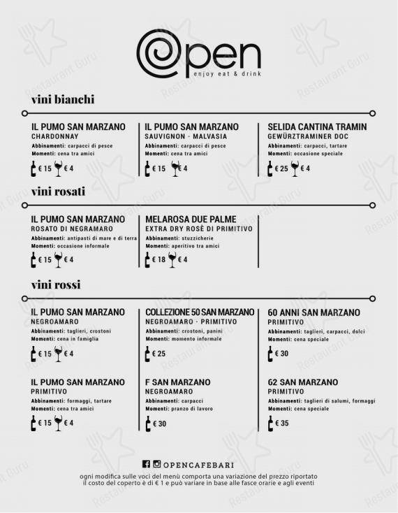 Menu bar per Opencafè in Bari