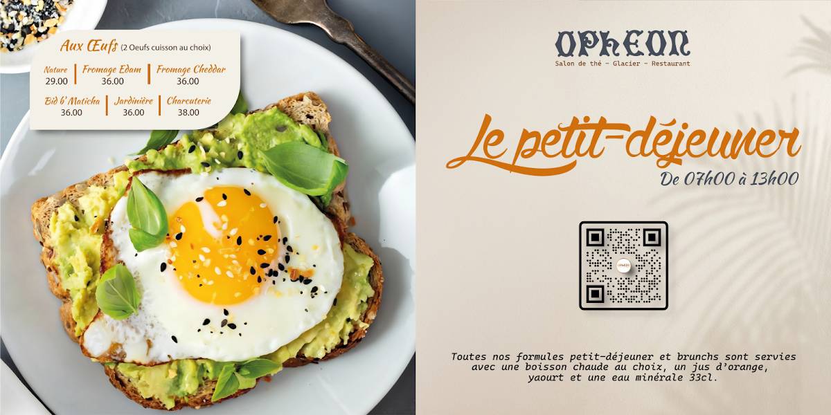 Menu de Opheon : Café, Restaurant, Pâtisserie & Glacier