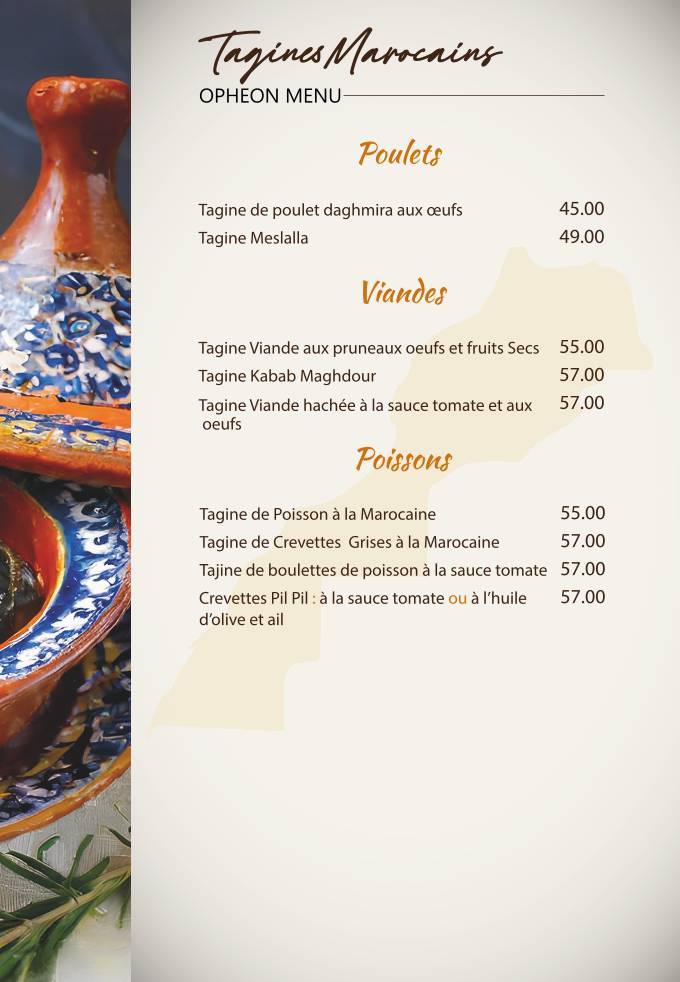 Menu de Opheon : Café, Restaurant, Pâtisserie & Glacier