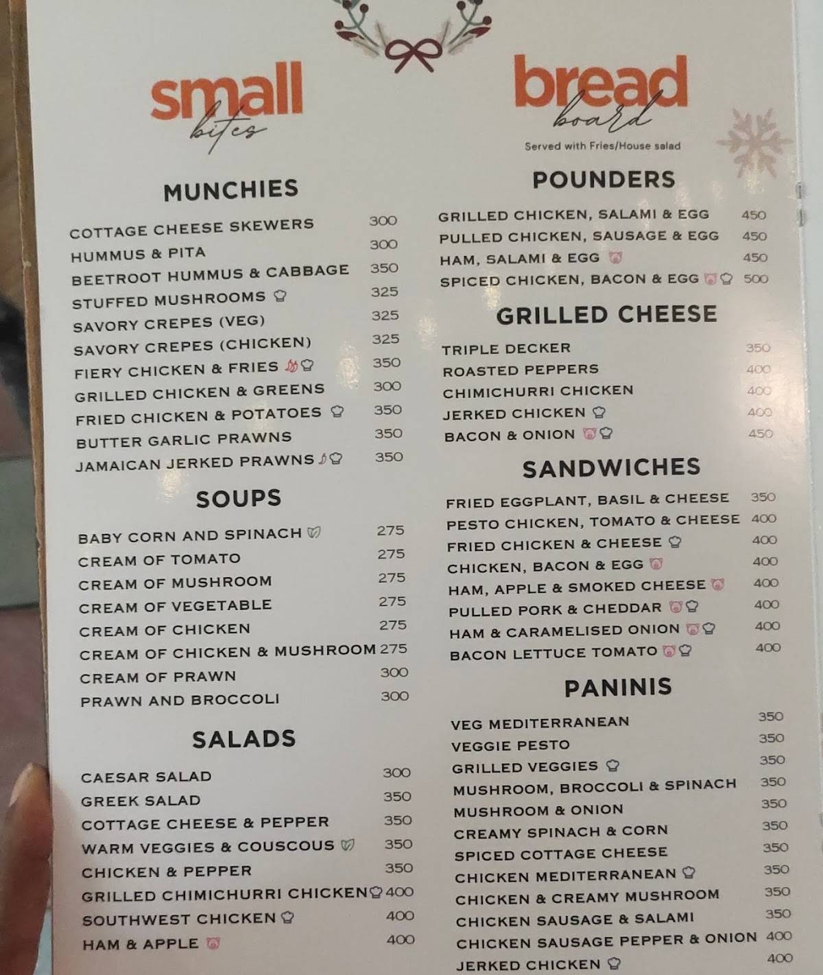 Origin Bistro menu