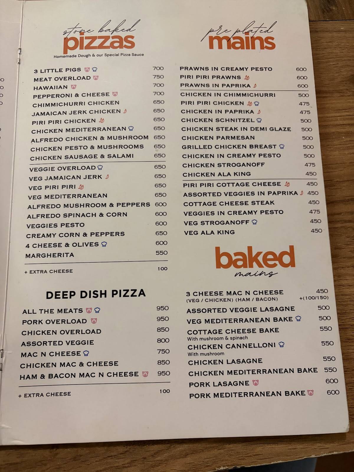 Origin Bistro menu