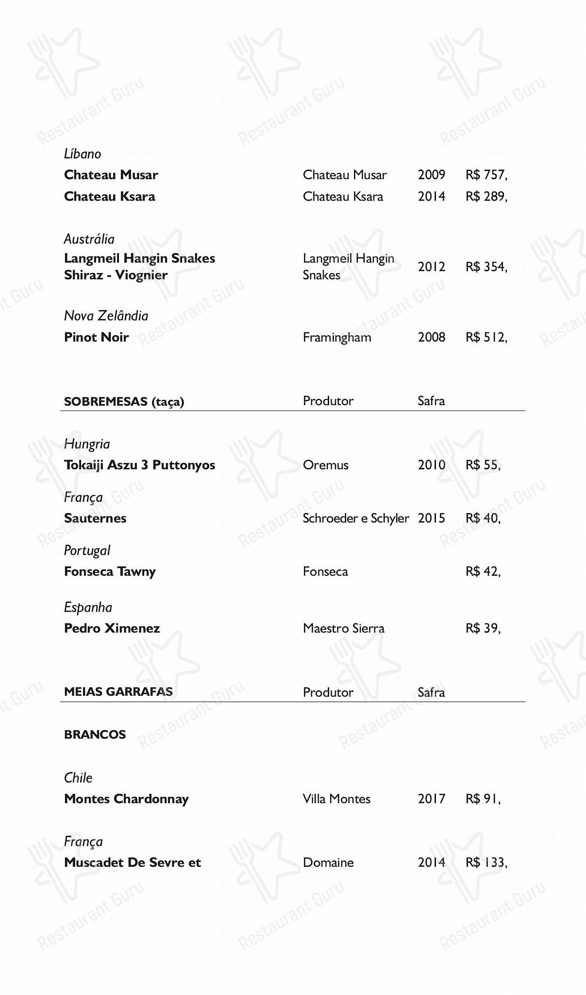 Oro em Rio de Janeiro - Lunch Menu
