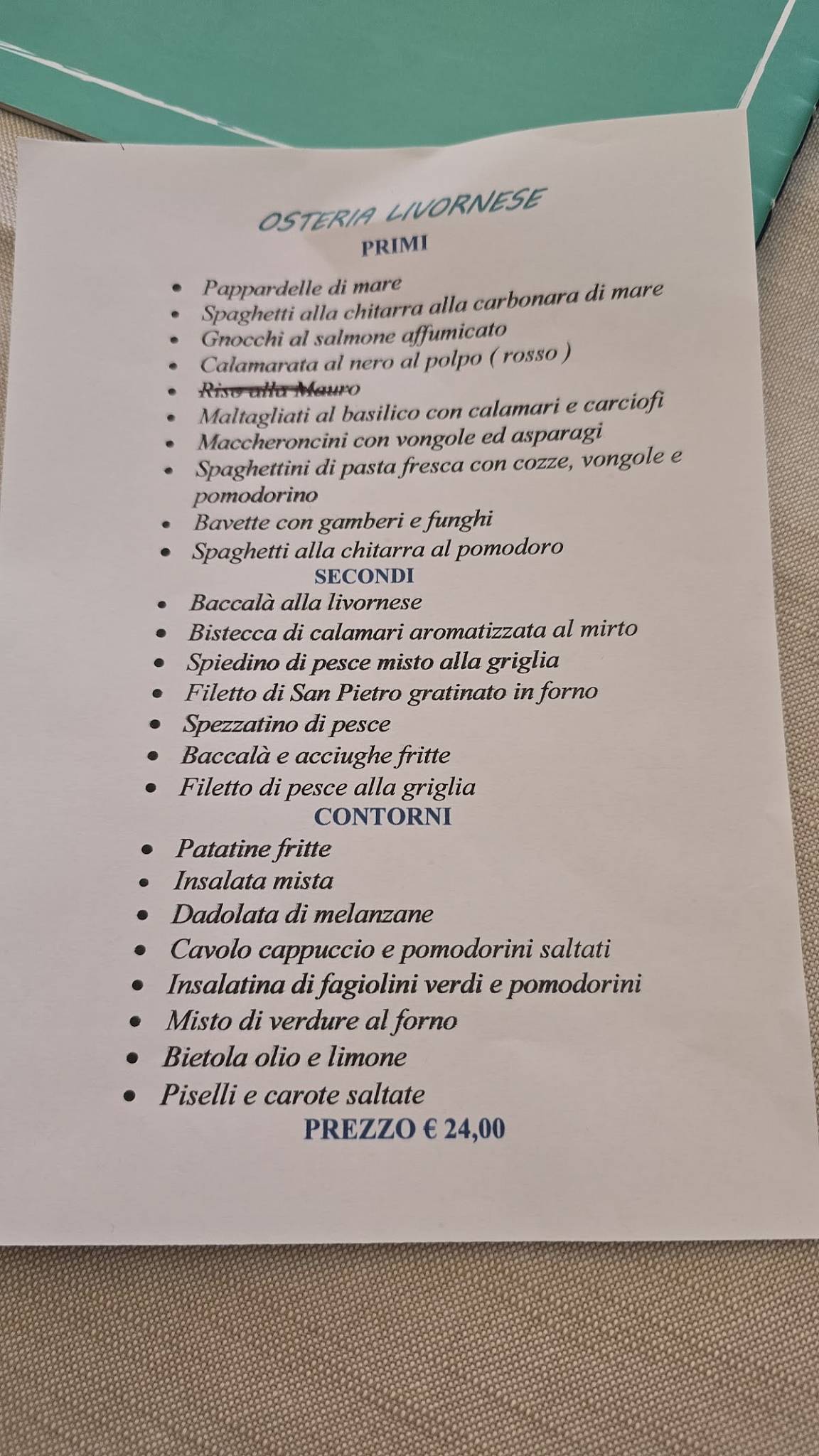 Menu di Osteria Livornese 