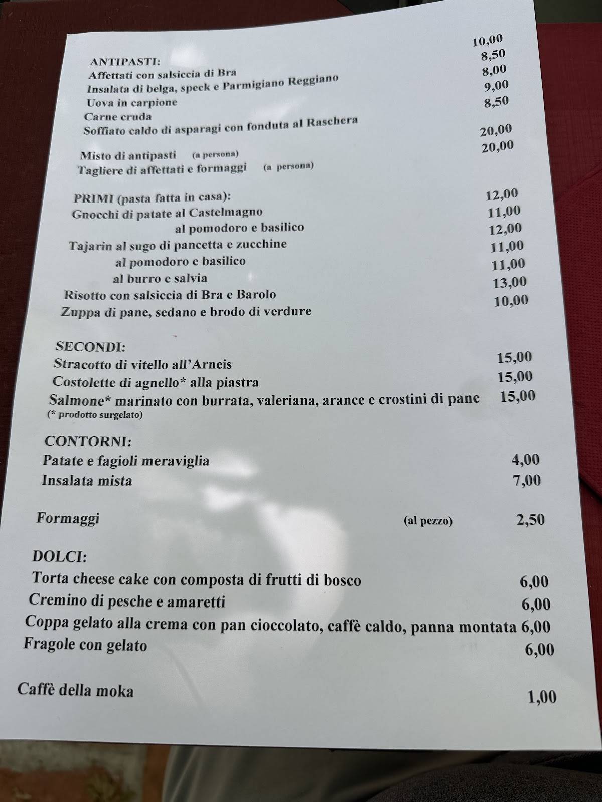 Menu di Osteria Murivecchi 