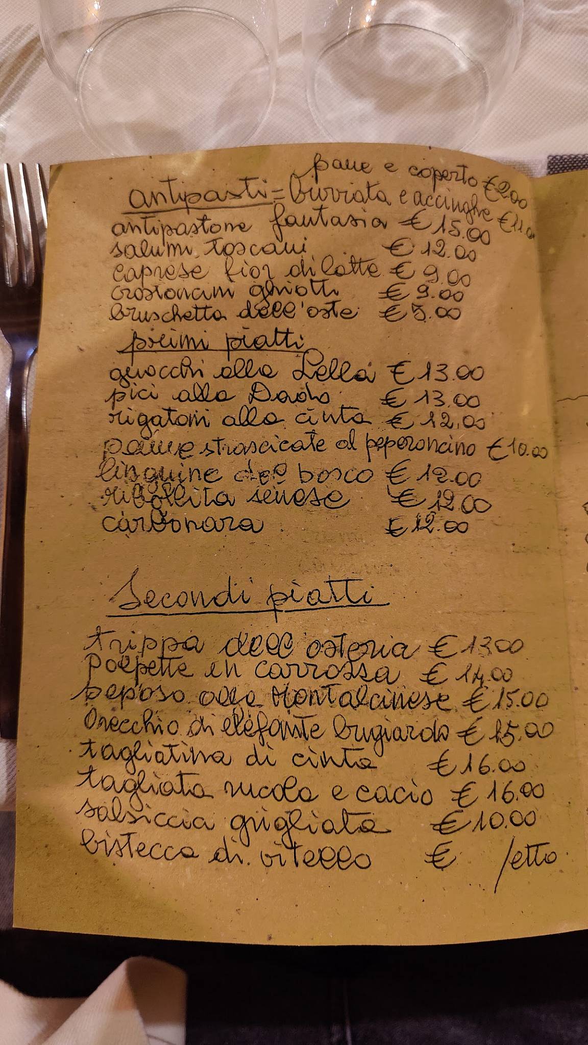 Menu di Osteria Nonna Gina 