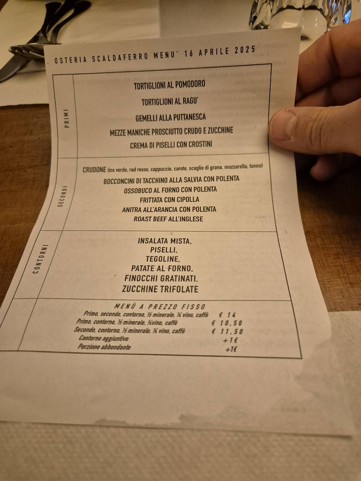 Menu di Osteria Scaldaferro 