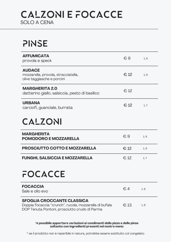 Menu di Osteria Urbana 